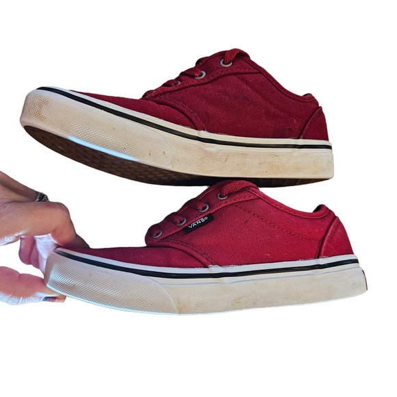 Vans size 2.5 kids red sneakers low top EUC unisex - Picture 6 of 6